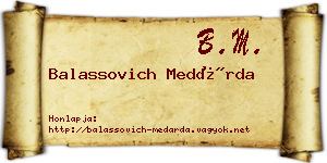 Balassovich Medárda névjegykártya